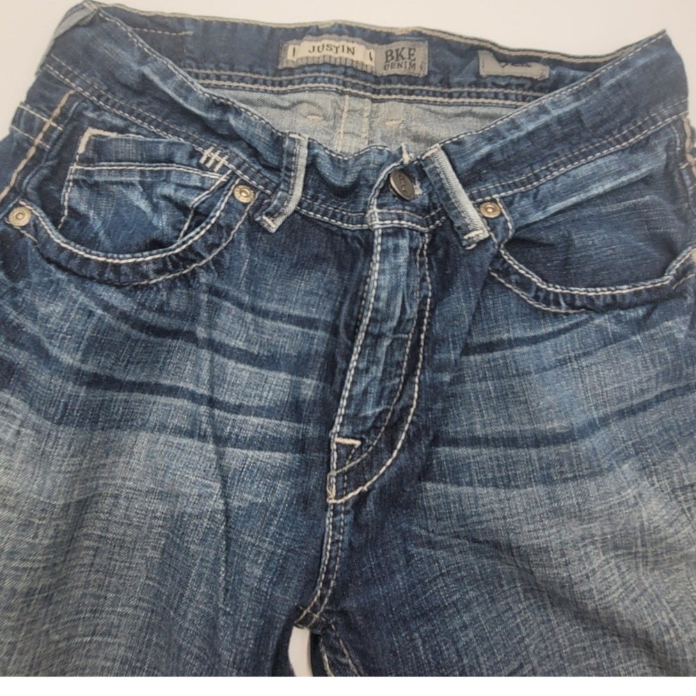 BKE Justin Mens Straight‎ Leg Jeans 32R Buckle Y2K Heavy Stitch Americana 32x31